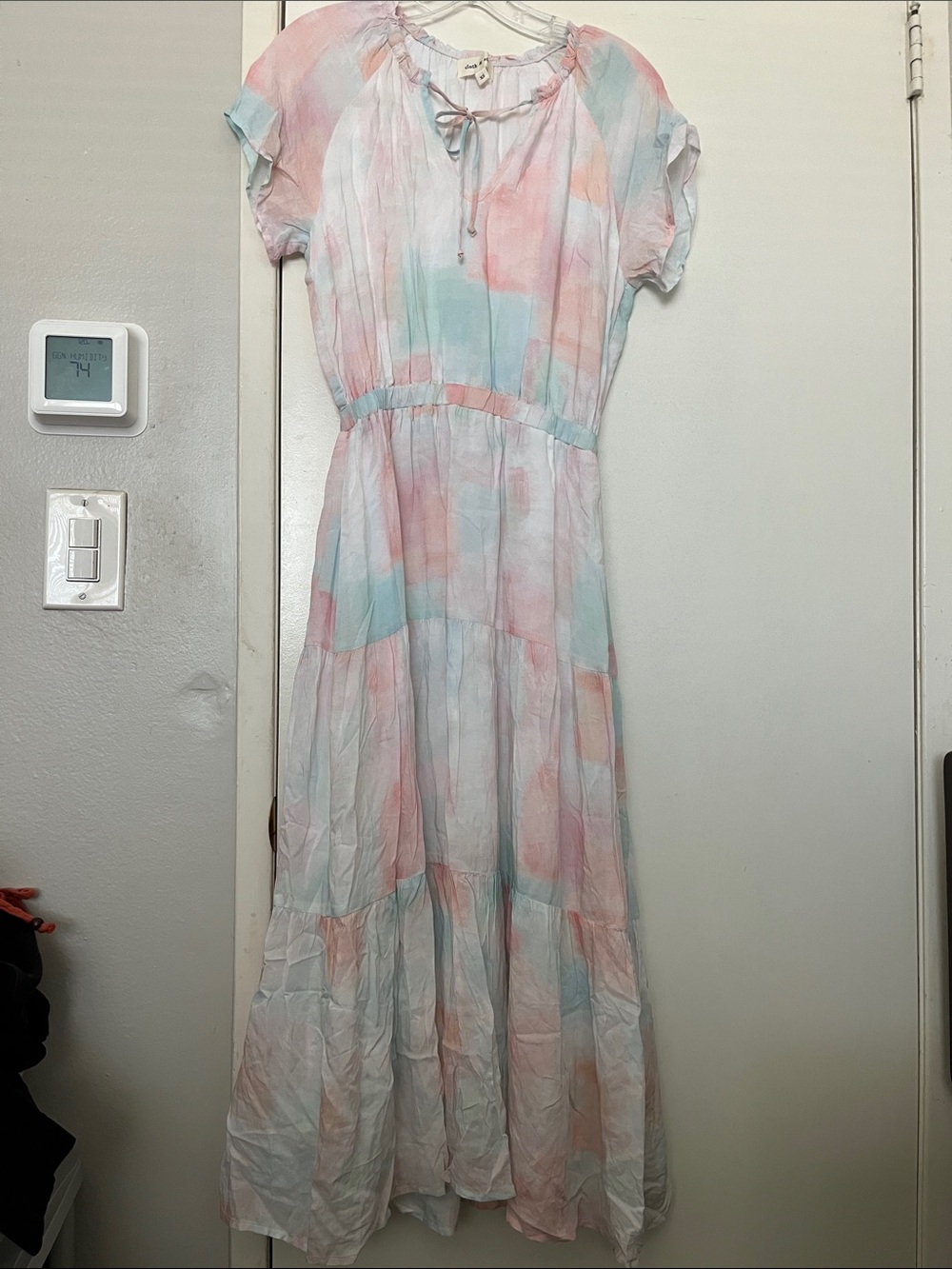 cloth & stone Pastel Patchwork Maxi Dress - White, Pink & Blue